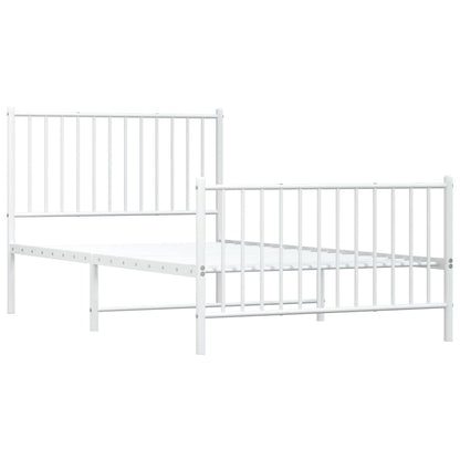 Bedframe met hoofd- en voeteneinde metaal wit 100x190 cm
