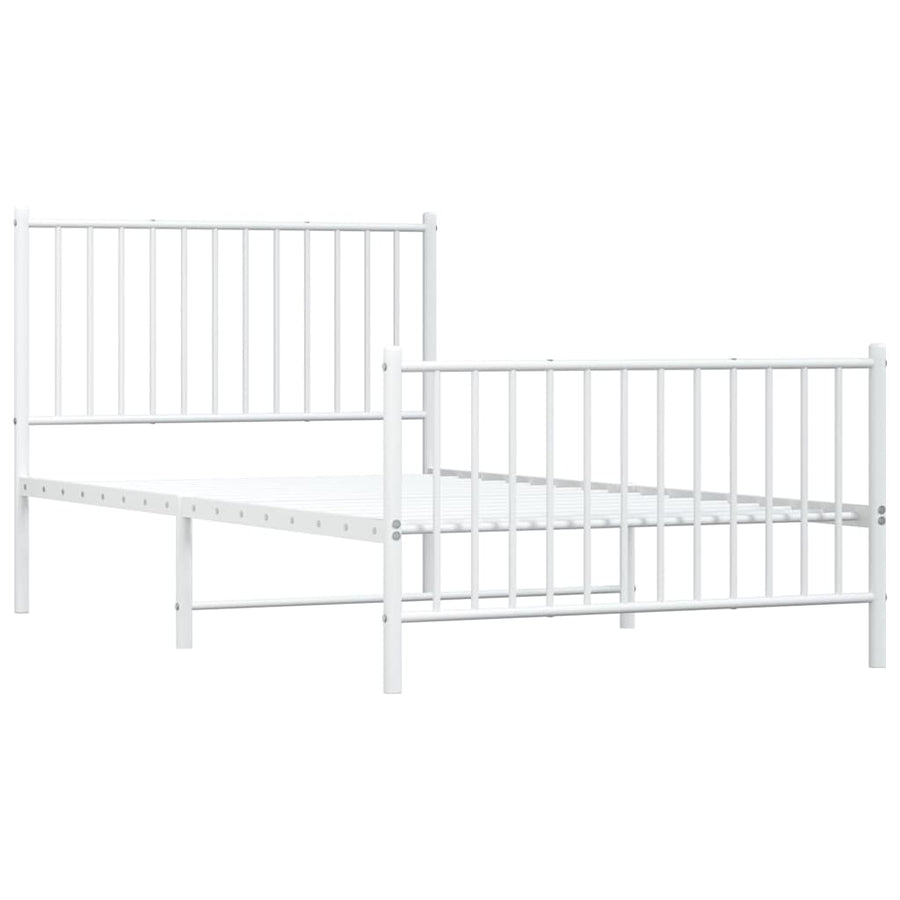 Bedframe met hoofd- en voeteneinde metaal wit 100x190 cm