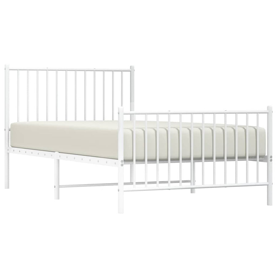 Bedframe met hoofd- en voeteneinde metaal wit 100x190 cm