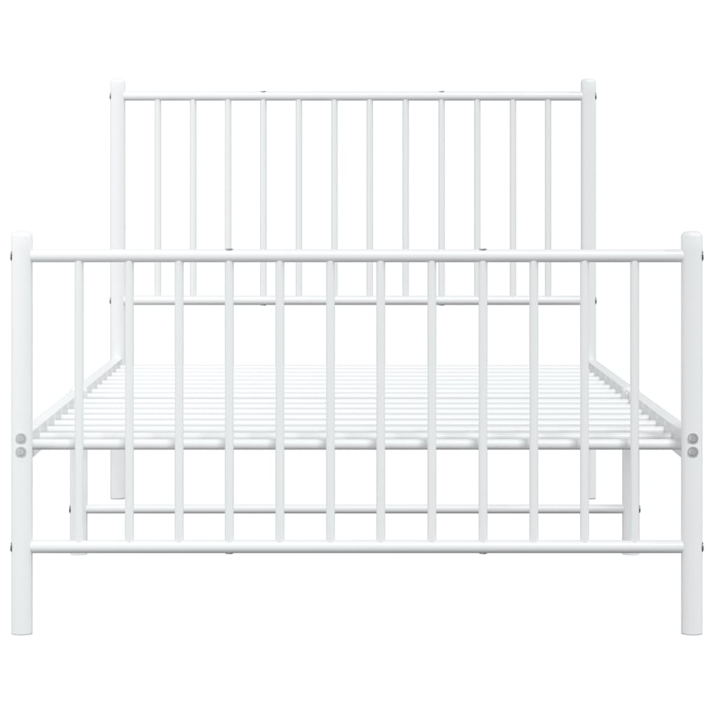 Bedframe met hoofd- en voeteneinde metaal wit 100x190 cm