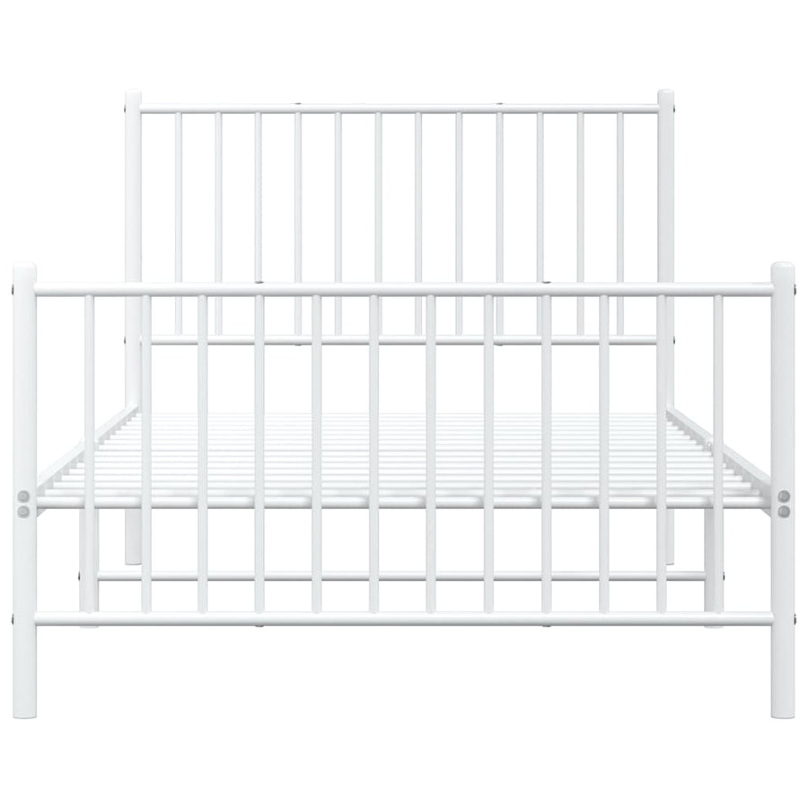 Bedframe met hoofd- en voeteneinde metaal wit 100x190 cm