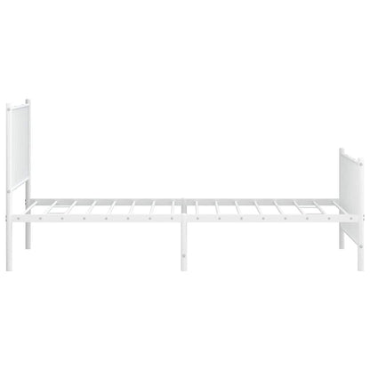 Bedframe met hoofd- en voeteneinde metaal wit 100x190 cm