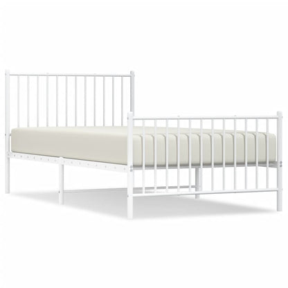 Bedframe Met Hoofd- En Voeteneinde Metaal Wit 100 x 200 cm met hoofdbord & voetbord