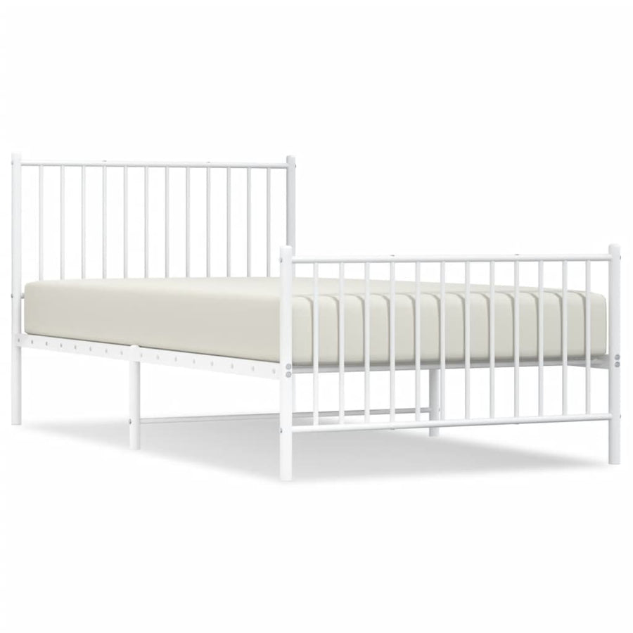 Bedframe Met Hoofd- En Voeteneinde Metaal Wit 100 x 200 cm met hoofdbord & voetbord