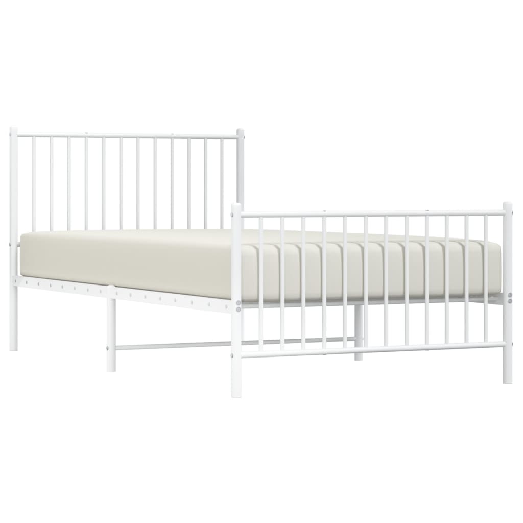 Bedframe Met Hoofd- En Voeteneinde Metaal Wit 100 x 200 cm met hoofdbord & voetbord