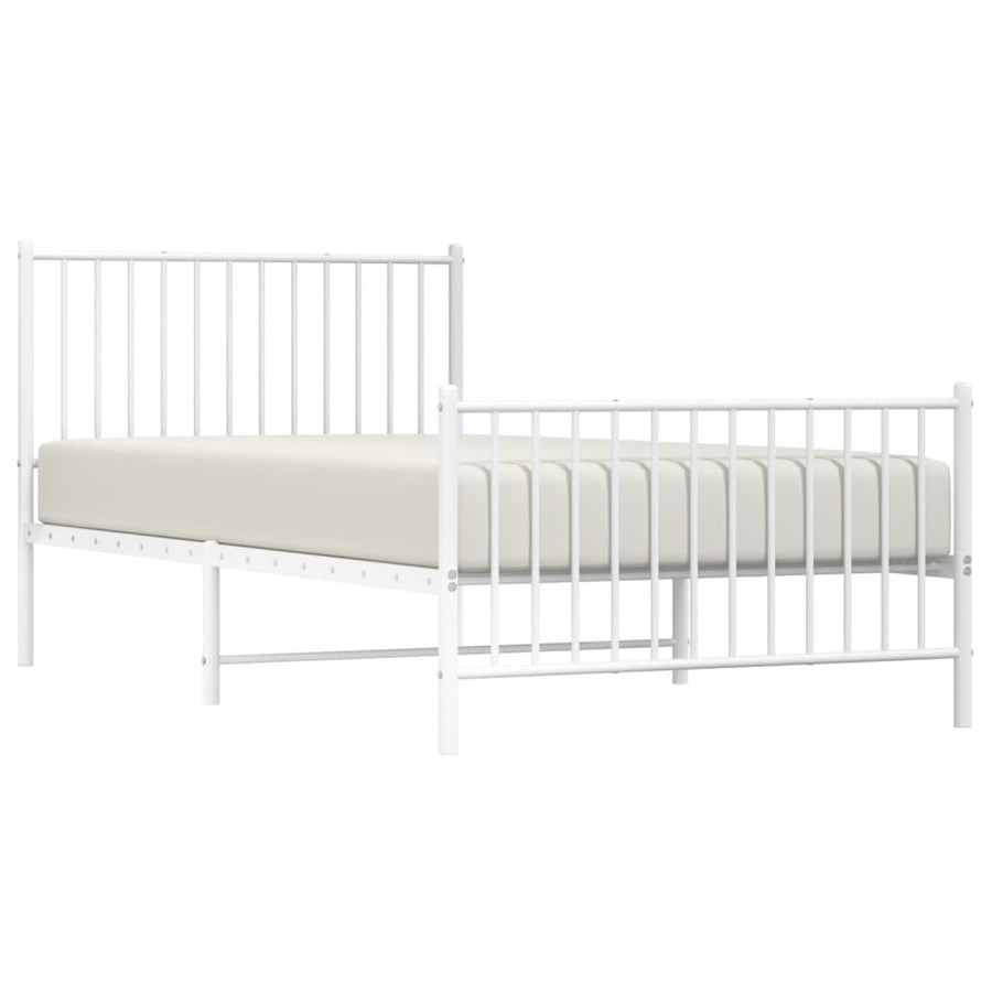 Bedframe Met Hoofd- En Voeteneinde Metaal Wit 100 x 200 cm met hoofdbord & voetbord