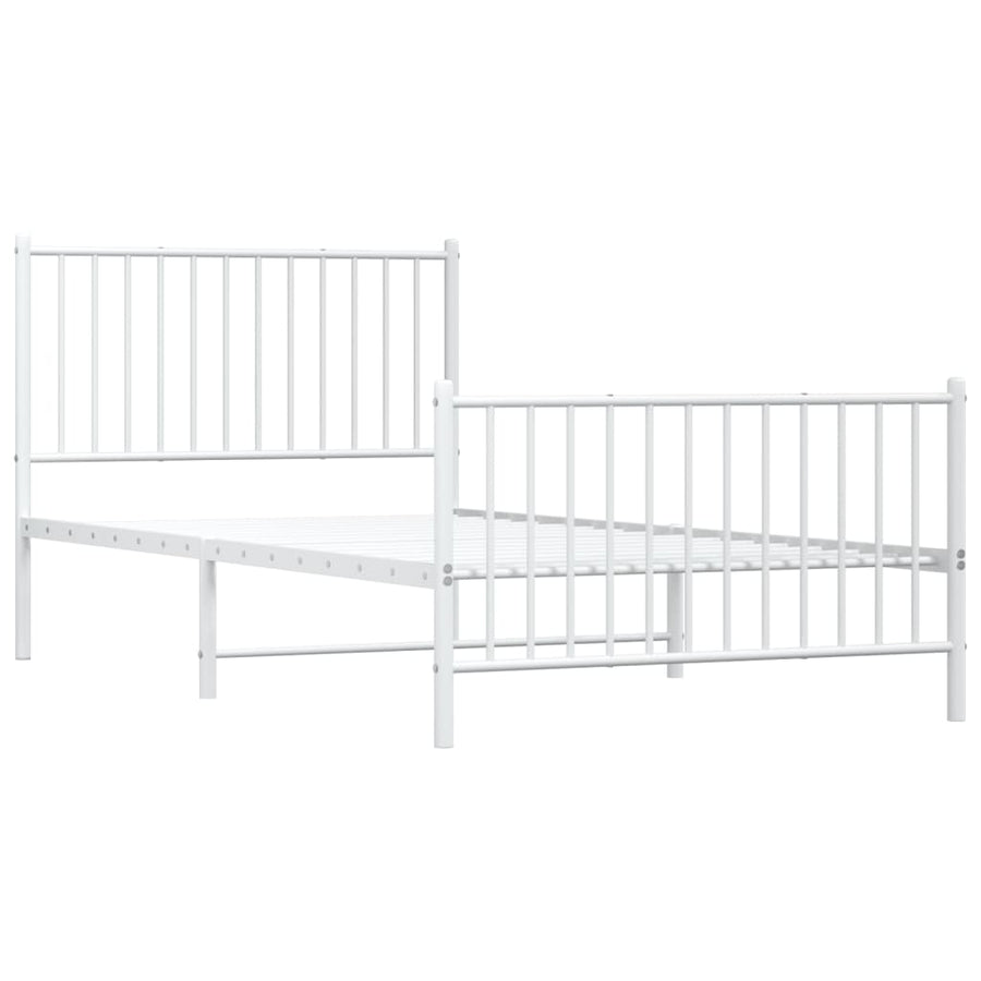 Bedframe Met Hoofd- En Voeteneinde Metaal Wit 100 x 200 cm met hoofdbord & voetbord