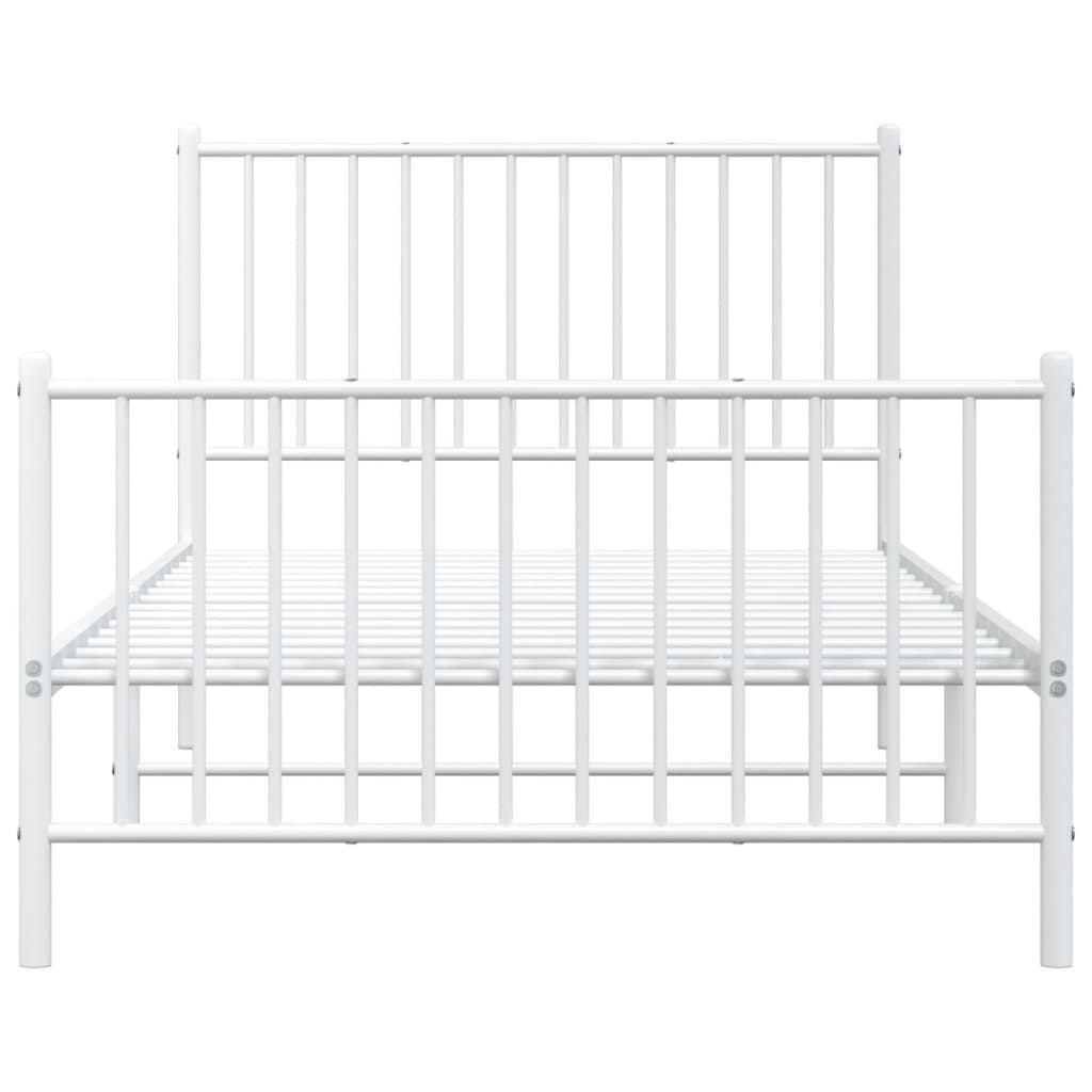 Bedframe Met Hoofd- En Voeteneinde Metaal Wit 100 x 200 cm met hoofdbord & voetbord