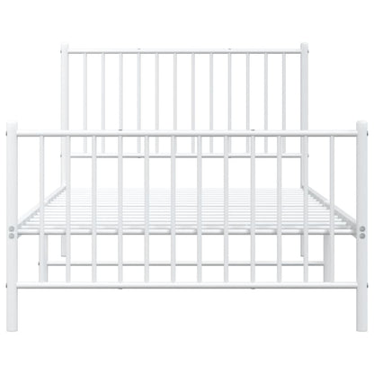 Bedframe Met Hoofd- En Voeteneinde Metaal Wit 100 x 200 cm met hoofdbord & voetbord
