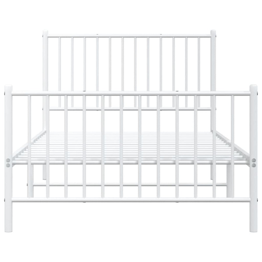 Bedframe Met Hoofd- En Voeteneinde Metaal Wit 100 x 200 cm met hoofdbord & voetbord