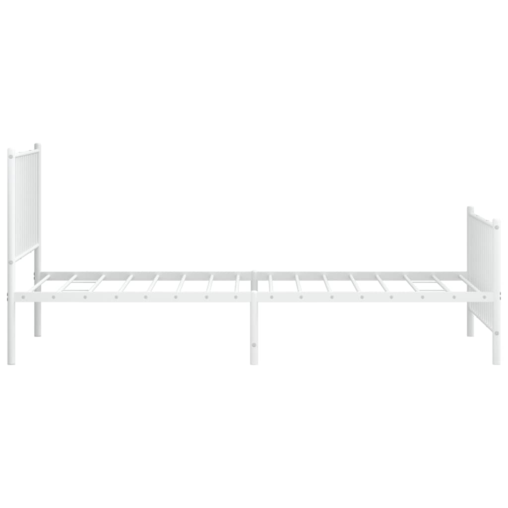 Bedframe Met Hoofd- En Voeteneinde Metaal Wit 100 x 200 cm met hoofdbord & voetbord