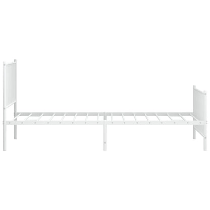 Bedframe Met Hoofd- En Voeteneinde Metaal Wit 100 x 200 cm met hoofdbord & voetbord