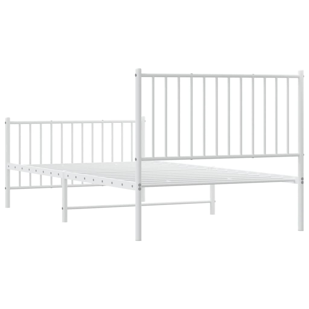 Bedframe Met Hoofd- En Voeteneinde Metaal Wit 100 x 200 cm met hoofdbord & voetbord