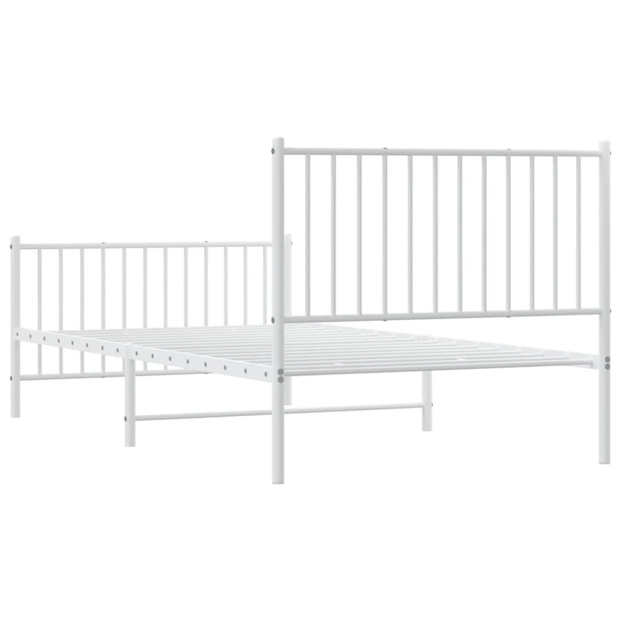 Bedframe Met Hoofd- En Voeteneinde Metaal Wit 100 x 200 cm met hoofdbord & voetbord
