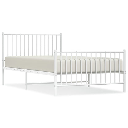 Bedframe Met Hoofd- En Voeteneinde Metaal Wit 107 x 203 cm met hoofdbord & voetbord