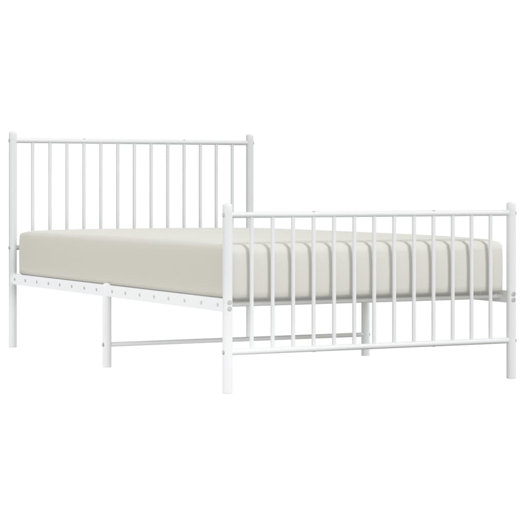 Bedframe Met Hoofd- En Voeteneinde Metaal Wit 107 x 203 cm met hoofdbord & voetbord