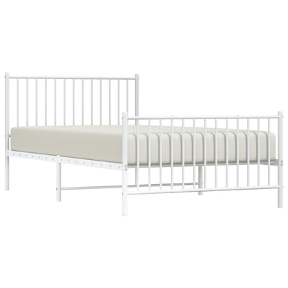 Bedframe Met Hoofd- En Voeteneinde Metaal Wit 107 x 203 cm met hoofdbord & voetbord
