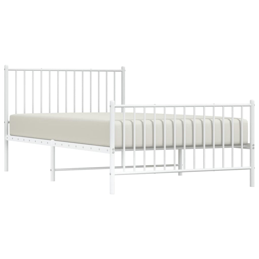 Bedframe Met Hoofd- En Voeteneinde Metaal Wit 107 x 203 cm met hoofdbord & voetbord