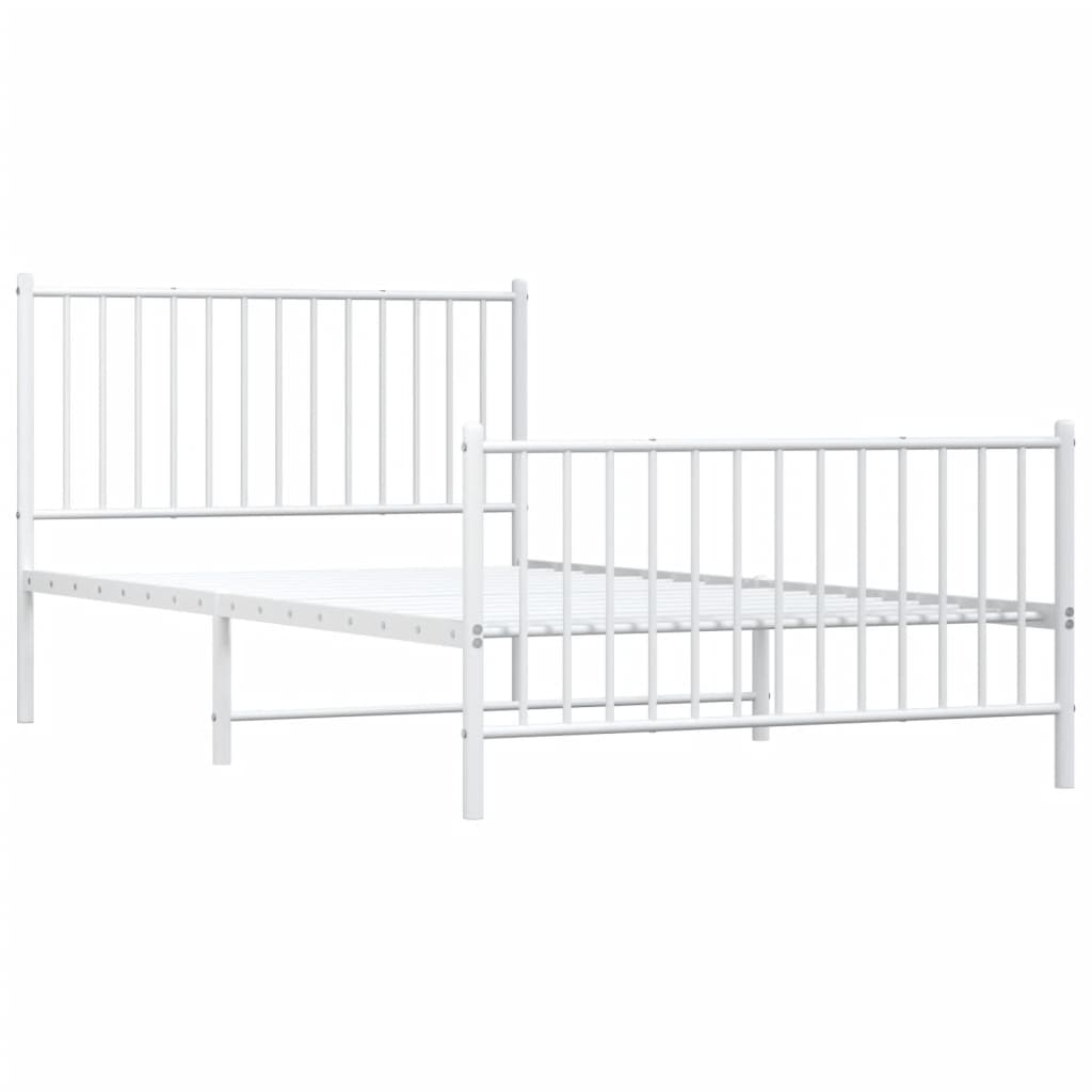 Bedframe Met Hoofd- En Voeteneinde Metaal Wit 107 x 203 cm met hoofdbord & voetbord