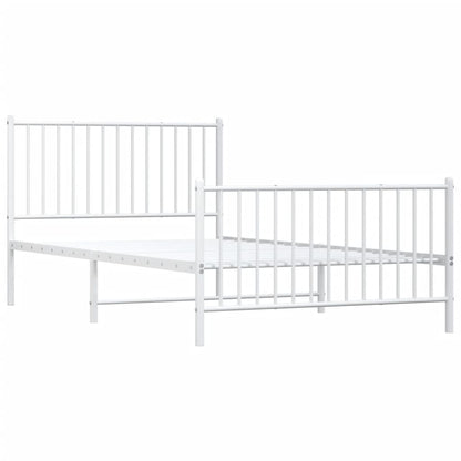 Bedframe Met Hoofd- En Voeteneinde Metaal Wit 107 x 203 cm met hoofdbord & voetbord