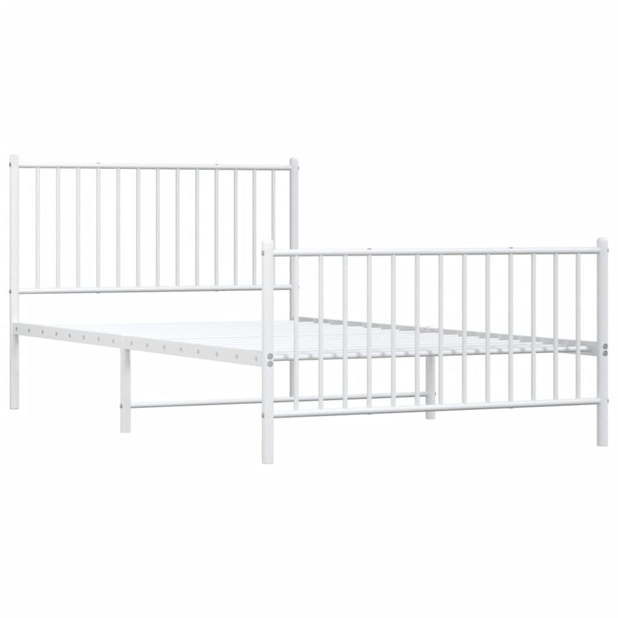 Bedframe Met Hoofd- En Voeteneinde Metaal Wit 107 x 203 cm met hoofdbord & voetbord