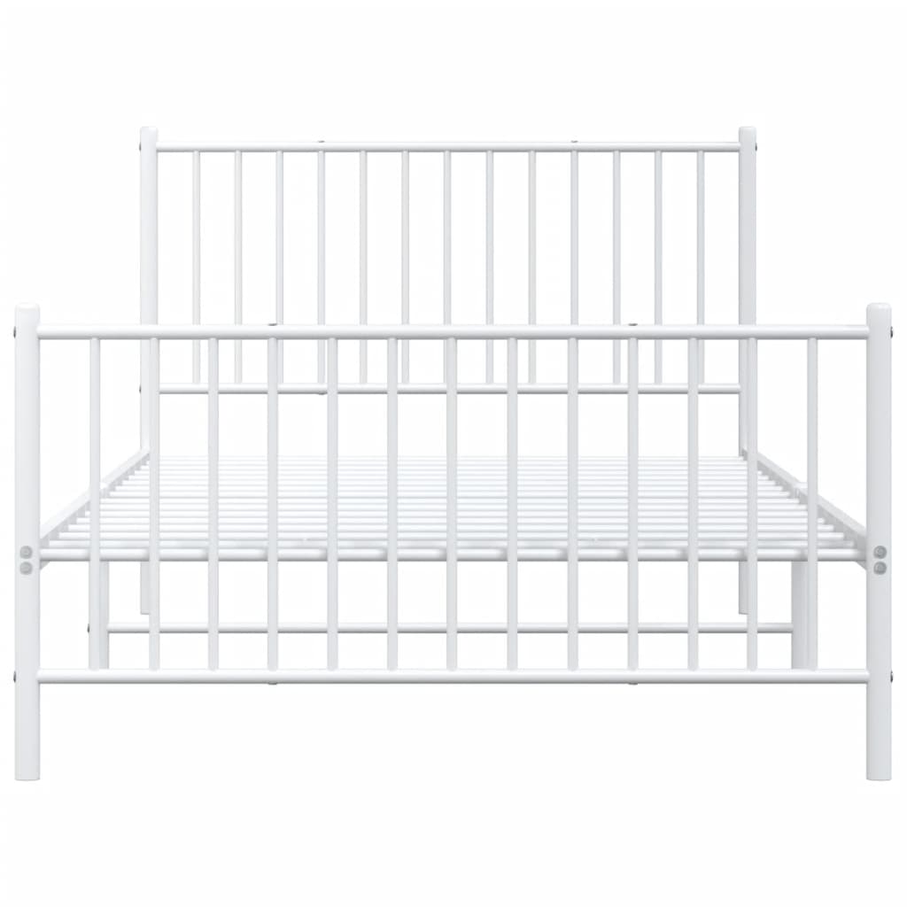 Bedframe Met Hoofd- En Voeteneinde Metaal Wit 107 x 203 cm met hoofdbord & voetbord