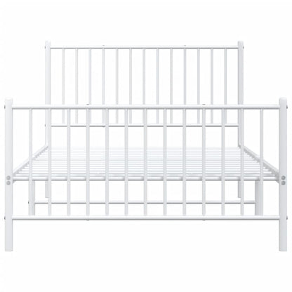 Bedframe Met Hoofd- En Voeteneinde Metaal Wit 107 x 203 cm met hoofdbord & voetbord