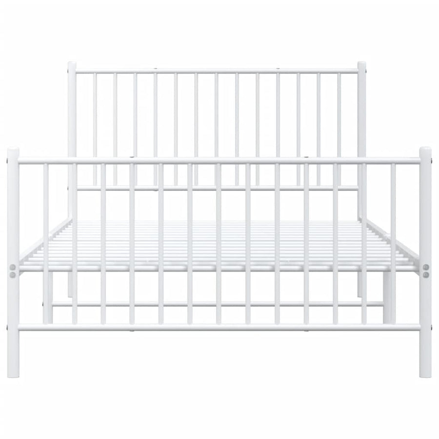 Bedframe Met Hoofd- En Voeteneinde Metaal Wit 107 x 203 cm met hoofdbord & voetbord
