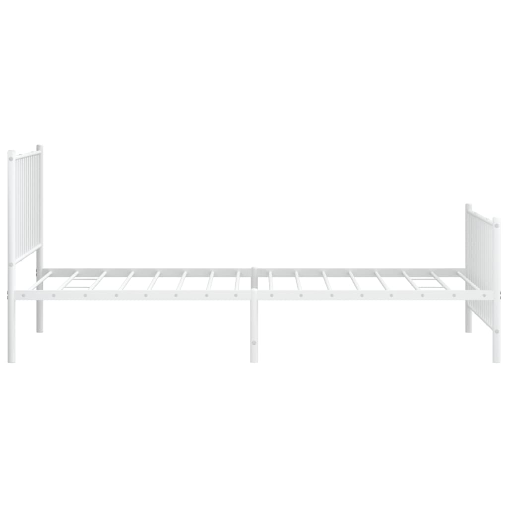Bedframe Met Hoofd- En Voeteneinde Metaal Wit 107 x 203 cm met hoofdbord & voetbord