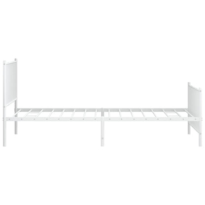 Bedframe Met Hoofd- En Voeteneinde Metaal Wit 107 x 203 cm met hoofdbord & voetbord