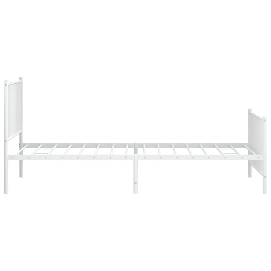 Bedframe Met Hoofd- En Voeteneinde Metaal Wit 107 x 203 cm met hoofdbord & voetbord