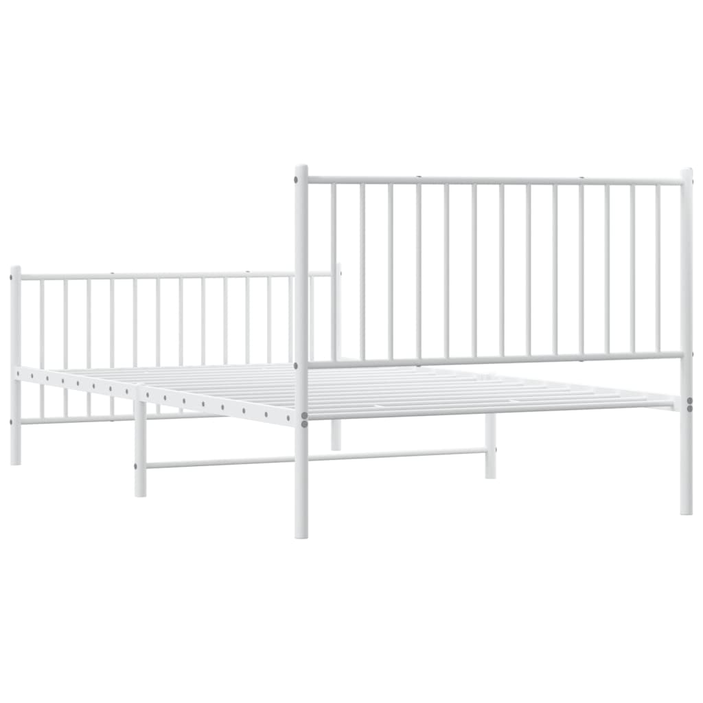 Bedframe Met Hoofd- En Voeteneinde Metaal Wit 107 x 203 cm met hoofdbord & voetbord