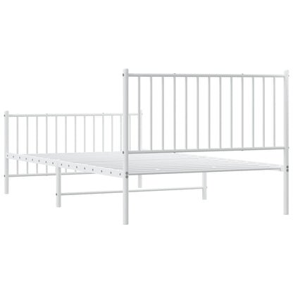 Bedframe Met Hoofd- En Voeteneinde Metaal Wit 107 x 203 cm met hoofdbord & voetbord