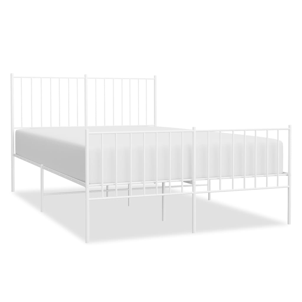 Bedframe Met Hoofd- En Voeteneinde Metaal 120 X 190 Cm Wit met hoofdbord & voetbord