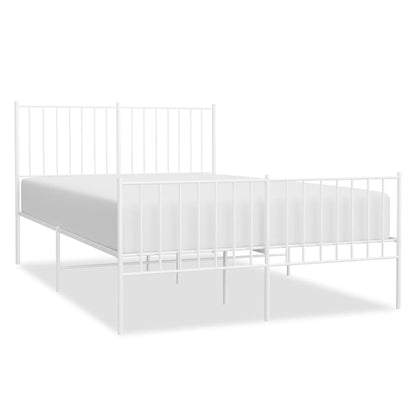 Bedframe Met Hoofd- En Voeteneinde Metaal 120 X 190 Cm Wit met hoofdbord & voetbord