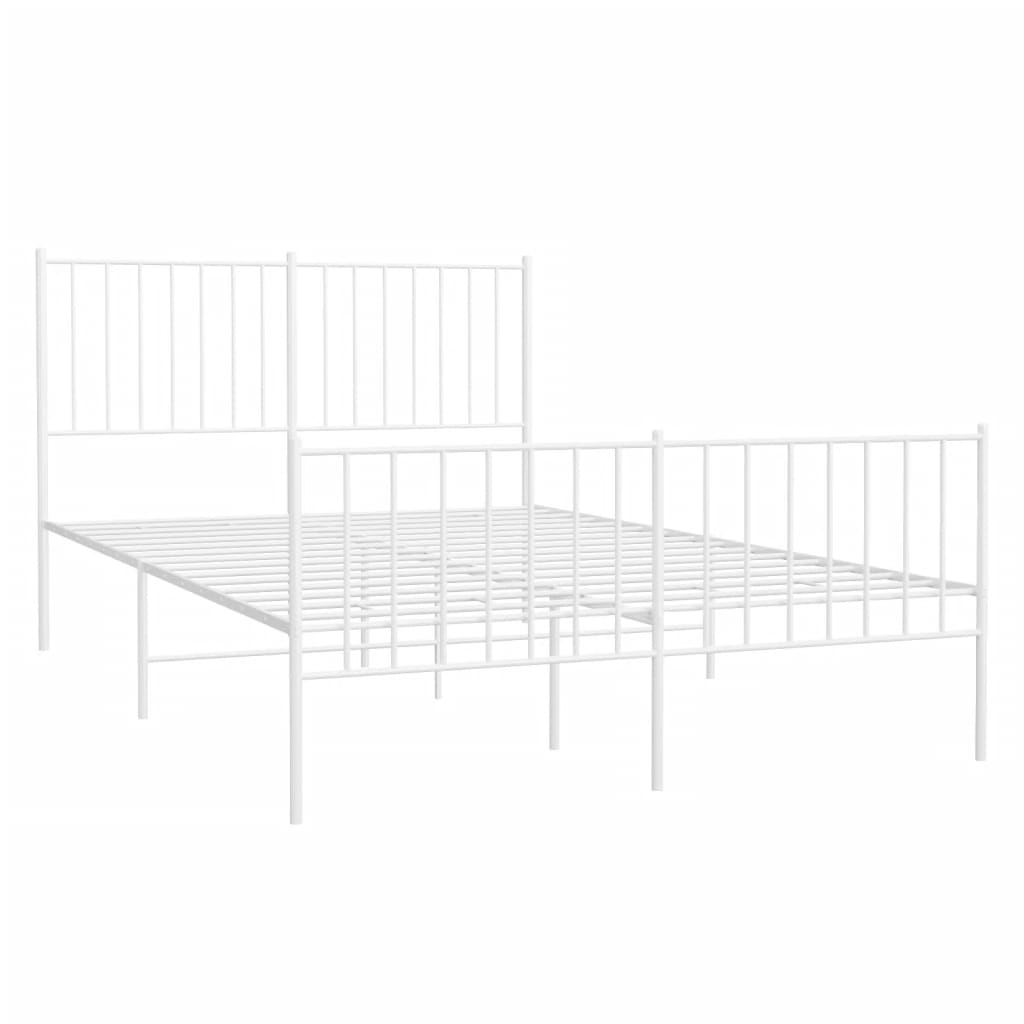 Bedframe Met Hoofd- En Voeteneinde Metaal 120 X 190 Cm Wit met hoofdbord & voetbord