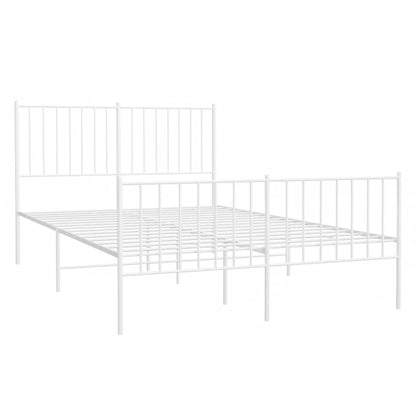 Bedframe Met Hoofd- En Voeteneinde Metaal 120 X 190 Cm Wit met hoofdbord & voetbord
