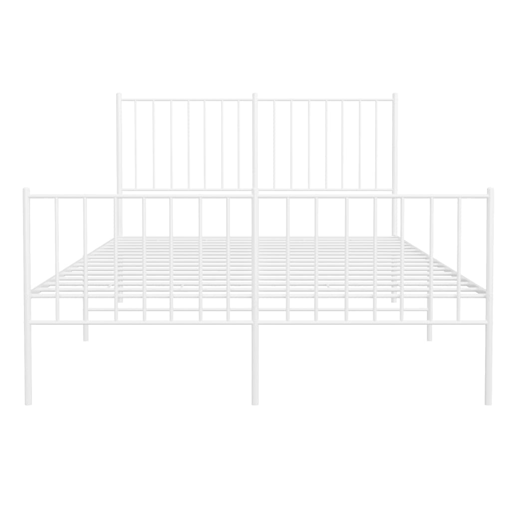 Bedframe Met Hoofd- En Voeteneinde Metaal 120 X 190 Cm Wit met hoofdbord & voetbord