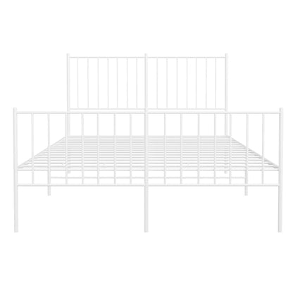 Bedframe Met Hoofd- En Voeteneinde Metaal 120 X 190 Cm Wit met hoofdbord & voetbord