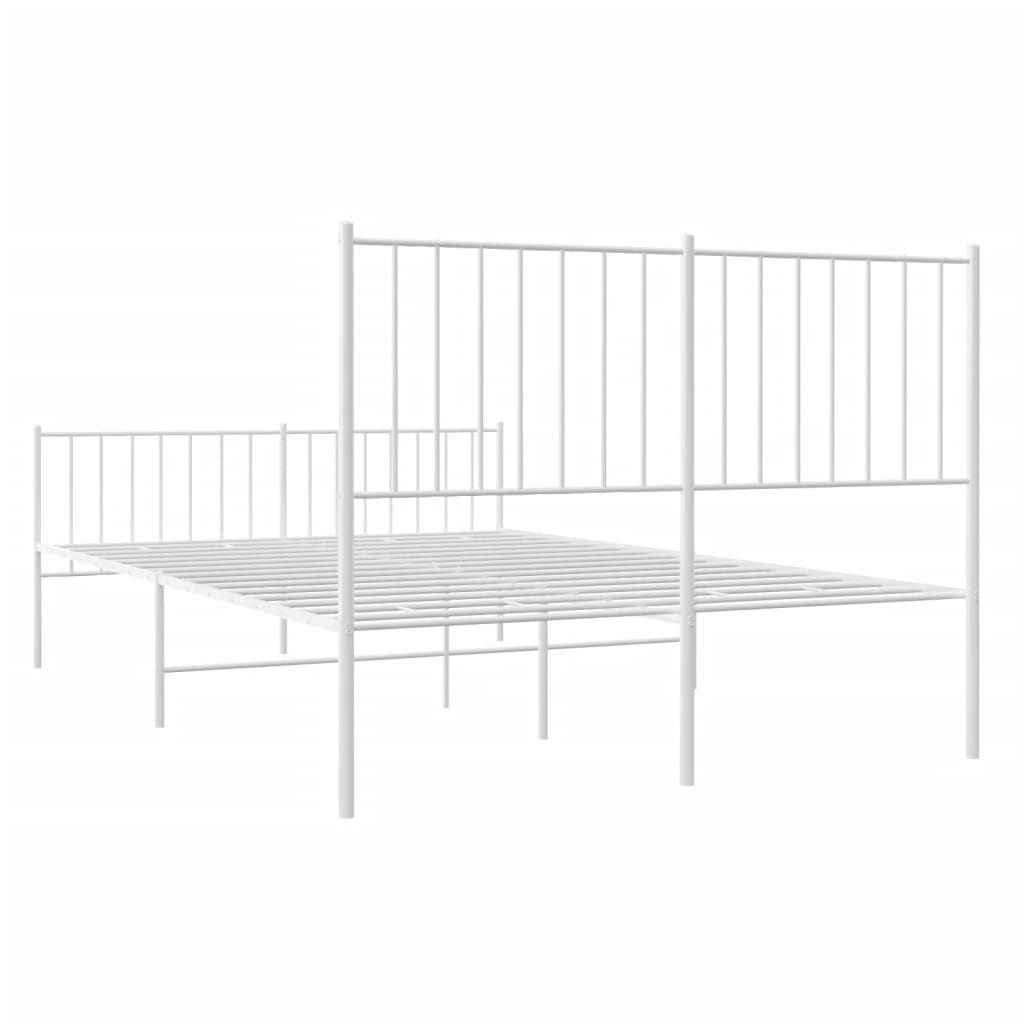 Bedframe Met Hoofd- En Voeteneinde Metaal 120 X 190 Cm Wit met hoofdbord & voetbord