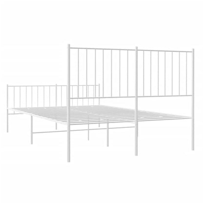 Bedframe Met Hoofd- En Voeteneinde Metaal 120 X 190 Cm Wit met hoofdbord & voetbord