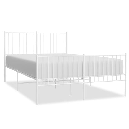 Bedframe Met Hoofd- En Voeteneinde Metaal Wit 135 x 190 cm met hoofdbord & voetbord