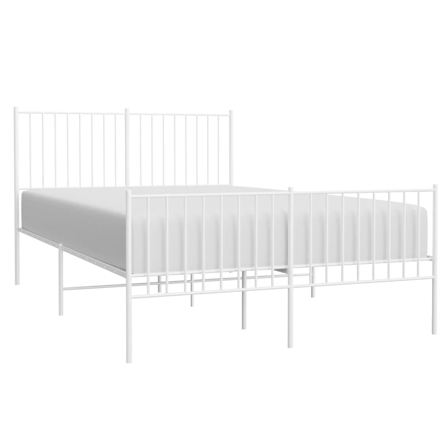 Bedframe Met Hoofd- En Voeteneinde Metaal Wit 135 x 190 cm met hoofdbord & voetbord
