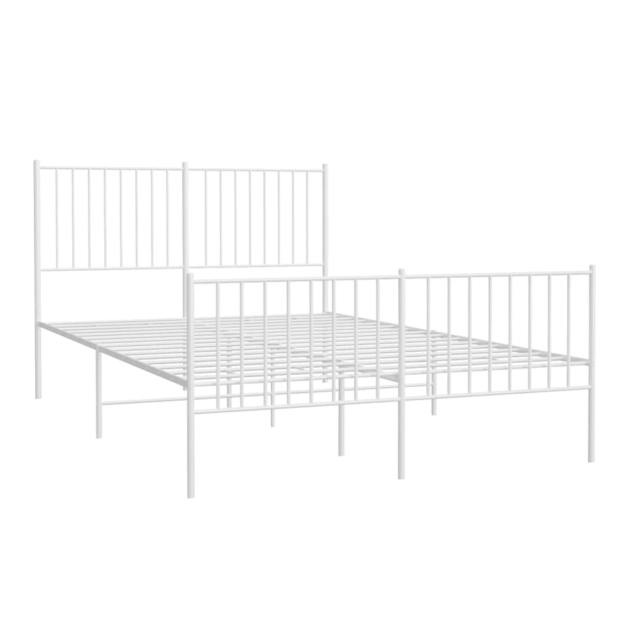 Bedframe Met Hoofd- En Voeteneinde Metaal Wit 135 x 190 cm met hoofdbord & voetbord
