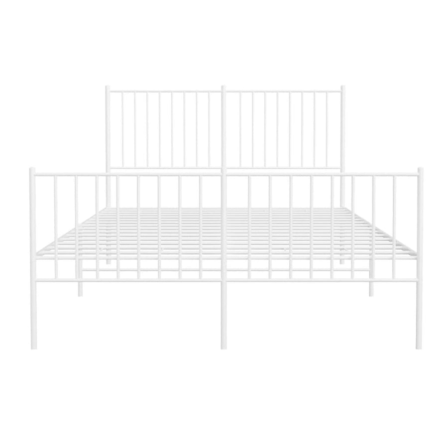 Bedframe Met Hoofd- En Voeteneinde Metaal Wit 135 x 190 cm met hoofdbord & voetbord