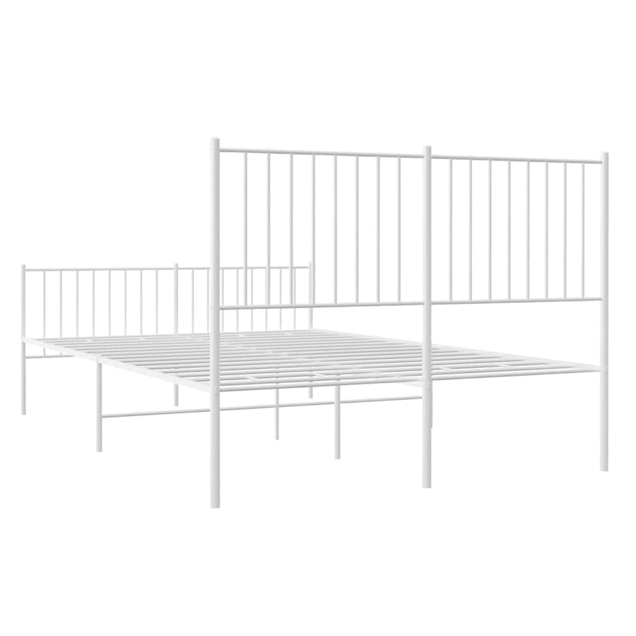 Bedframe Met Hoofd- En Voeteneinde Metaal Wit 135 x 190 cm met hoofdbord & voetbord