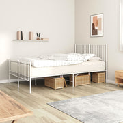 Metal bed frame with headboard and footboard white 135x190 cm
