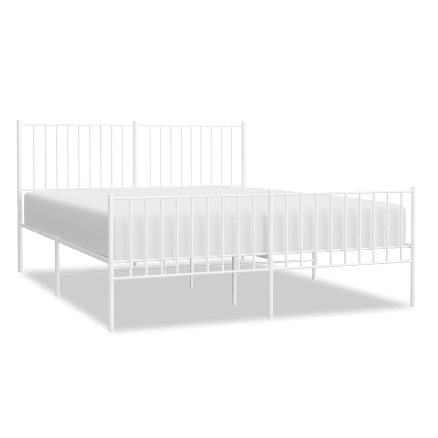 Bedframe Met Hoofd- En Voeteneinde Metaal Wit 160 x 200 cm met hoofdbord & voetbord