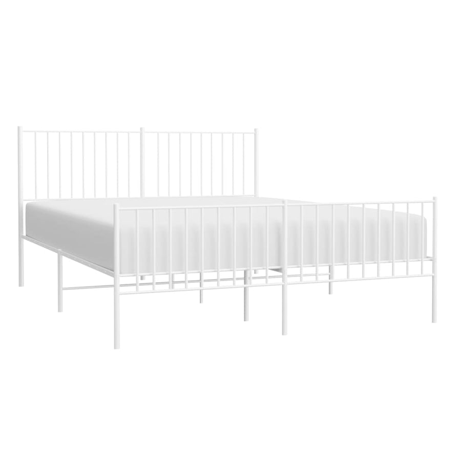Bedframe Met Hoofd- En Voeteneinde Metaal Wit 160 x 200 cm met hoofdbord & voetbord