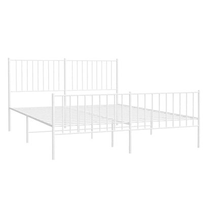 Bedframe Met Hoofd- En Voeteneinde Metaal Wit 160 x 200 cm met hoofdbord & voetbord